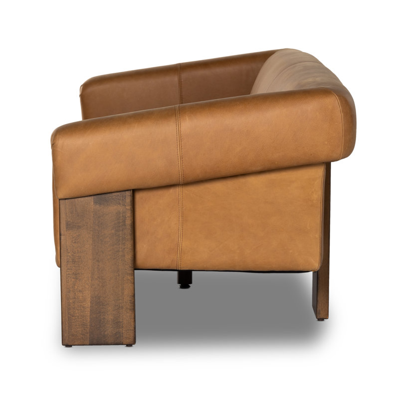 Cairo 90.5" Upholstered Sofa, Palermo Cognac Top Grain Leather