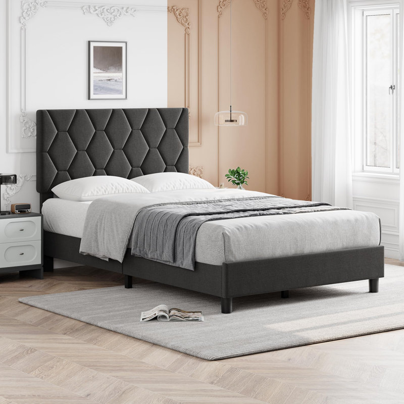 Base de lit plateforme en bois, lit minimaliste avec support en lattes de bois, espace de rangement sous le lit, Pin