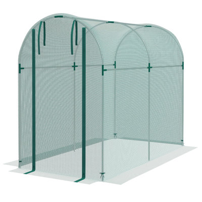 Galvanized Steel Crop Cage, Plant Protection Tent With Zippered Door, 4' X 8', Green