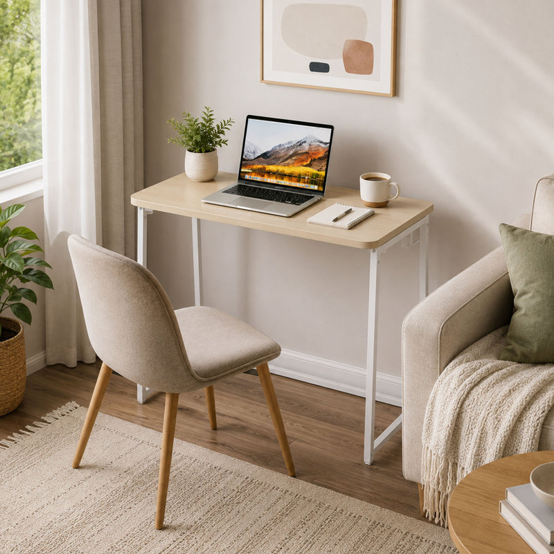 31.5'' Folding Computer Desk, Space-Saving Design