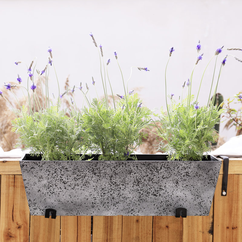 Ensemble de jardinières en plastique 2 pièces, Gris pierre