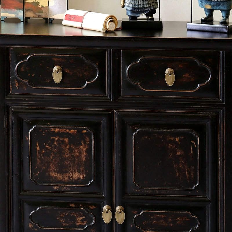 Armoire d'entrée Mid-Century noire patinée