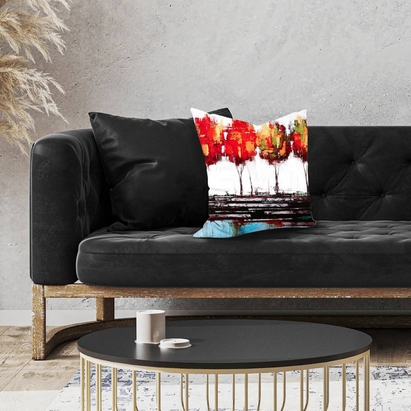 Abstract industrial style trees - 18"x18" Throw pillow - Poly twill - Print on demand, 18"H x 18"W