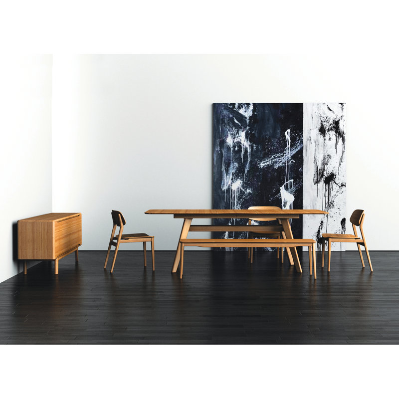 Table de salle à manger Mid-Century moderne en bois massif Gianella, Caramélisé