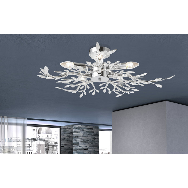 Bravo Semi Flush Mount, Chrome/White