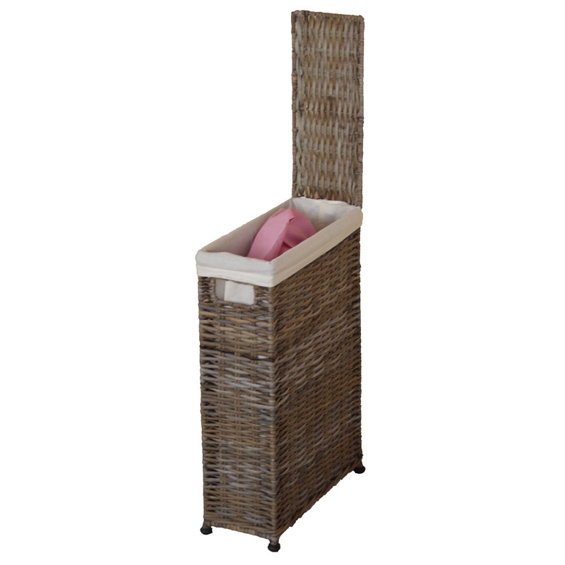 Wicker Laundry Basket with Handles, Gray