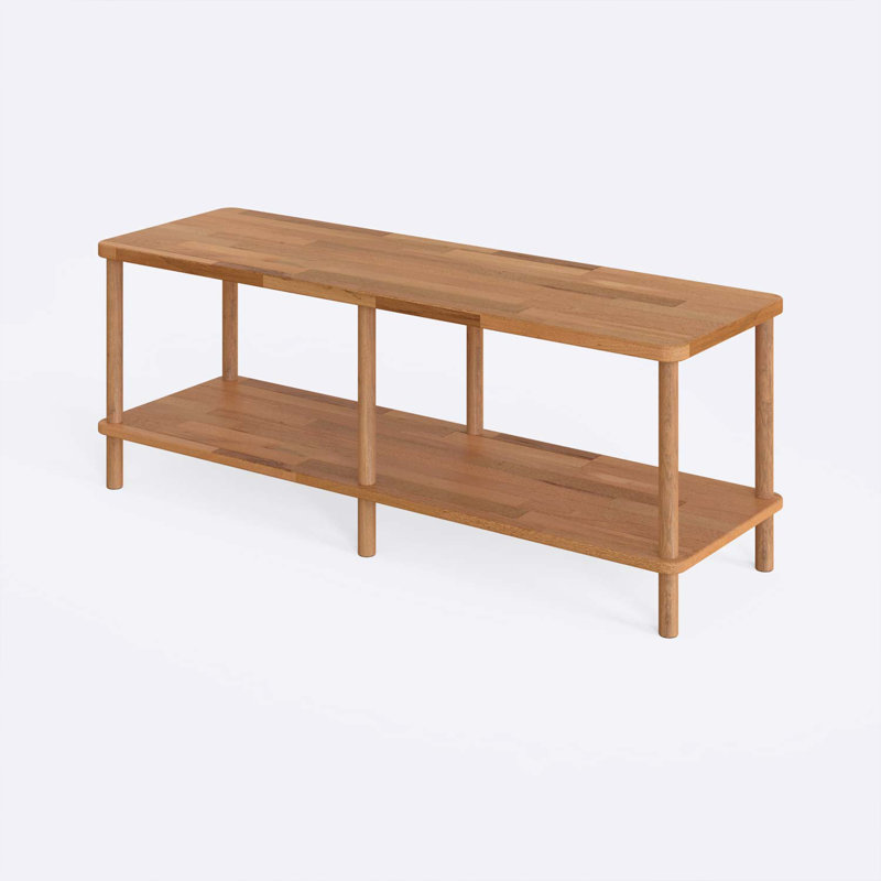 Meuble télé Queens, console média en bois massif pour salon et chambre à coucher, H 17,7 po x L 47,2 po x l 32 po