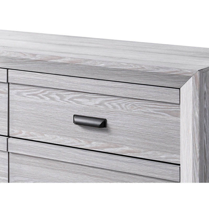 Table de chevet en bois, gris rustique, 2 tiroirs pour l'organisation de la chambre à coucher