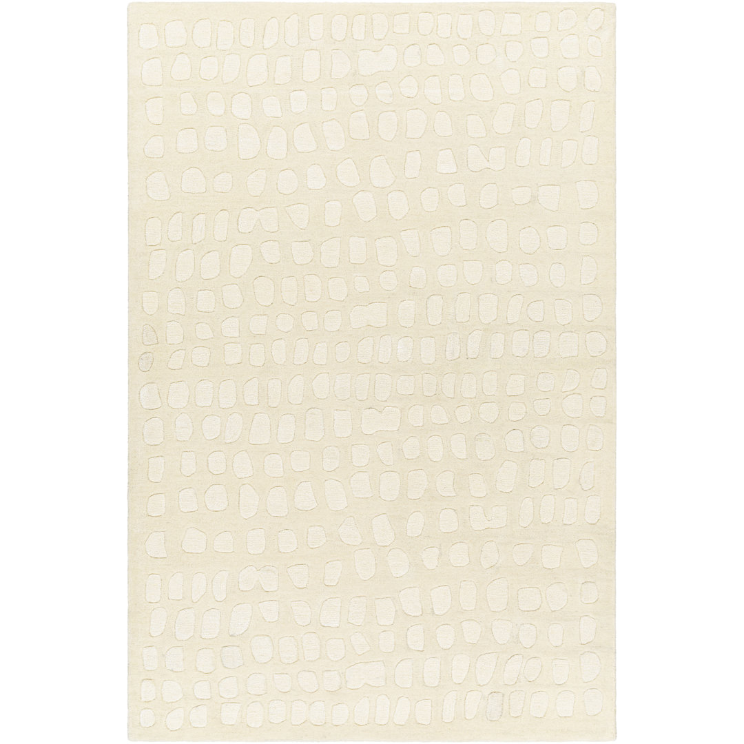 Rectangle Bettzel Abstract Hand Tufted Wool/Viscose Area Rug in Cream Dakota Fields Rug 