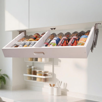 Étagère à épices à tirer sous l'armoire, organisateur de rangement de cuisine, tablette de comptoir