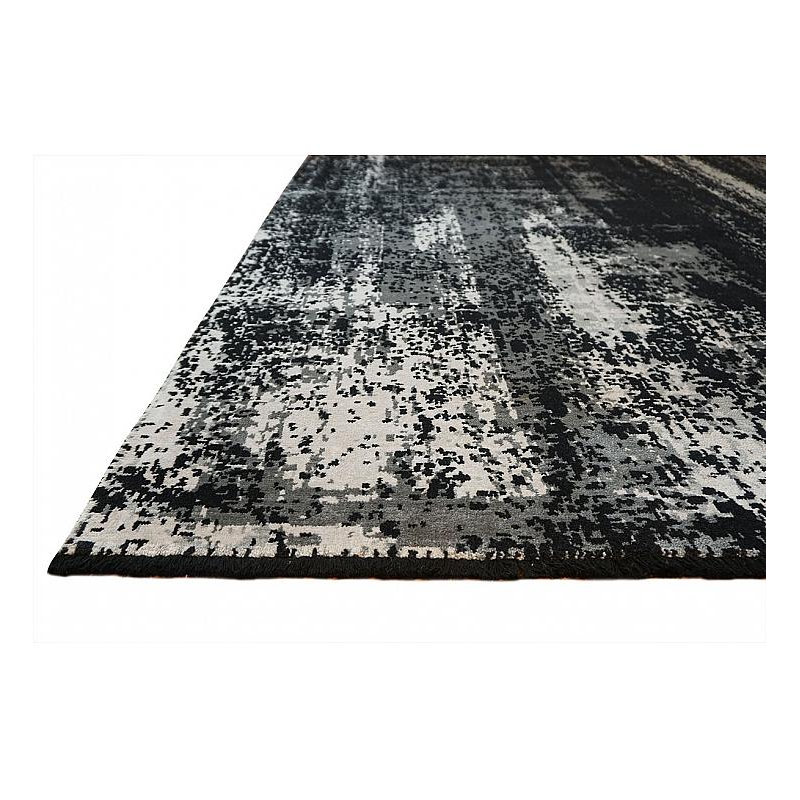 Nirvana Abstract Area Rug in Black, Rectangle 5' x 8'