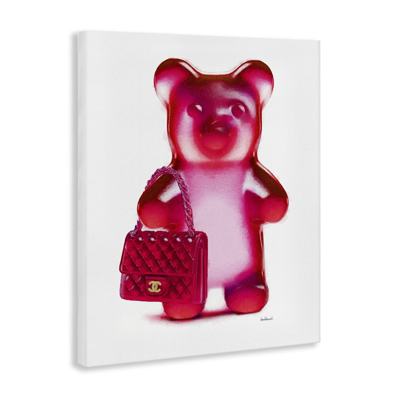  «Red Bear & Purse», art mural sur toile par Amanda Greenwood, H 20 po x l 16 po