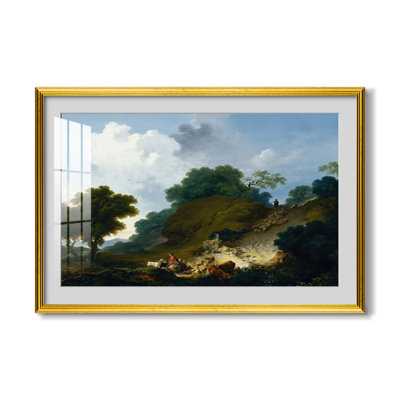 Paysage avec bergers et troupeau de moutons, vers 1763-1765 - Jean-Honoré Fragonard - Estampe encadrée sur mesure