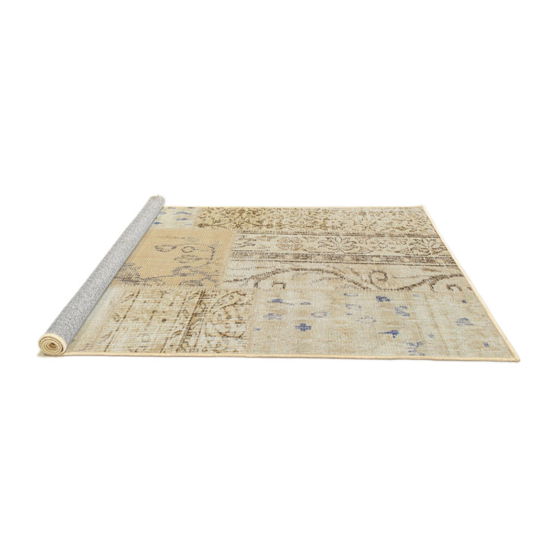 Tapis oriental multicolore tissé à la machine Oriental, Rond 7 pi