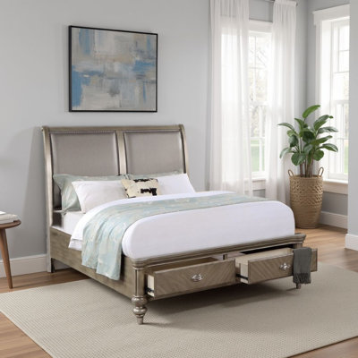 Kalandria Vegan Leather Sleigh Storage Bed