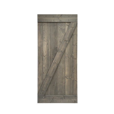 84'' Solid Wood Paneled Painted without Installation Hardware Kit Barn Door