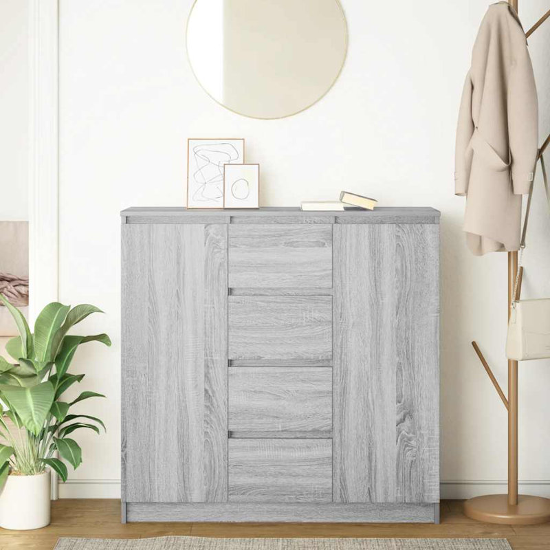 Sideboard With Drawers 100.5X35x98.5 Cm Engineered Wood, Grey Sonoma