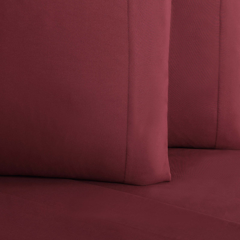 Everyday Microfiber Standard Solid Colour Sheet Set, Red, Queen Sheet Set comes with two Pillowcases