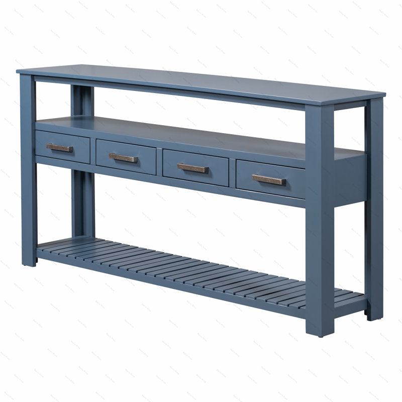 U_STYLE Modern Console Table Sofa Table for Living Room with 4 Drawers and 2 Shelves