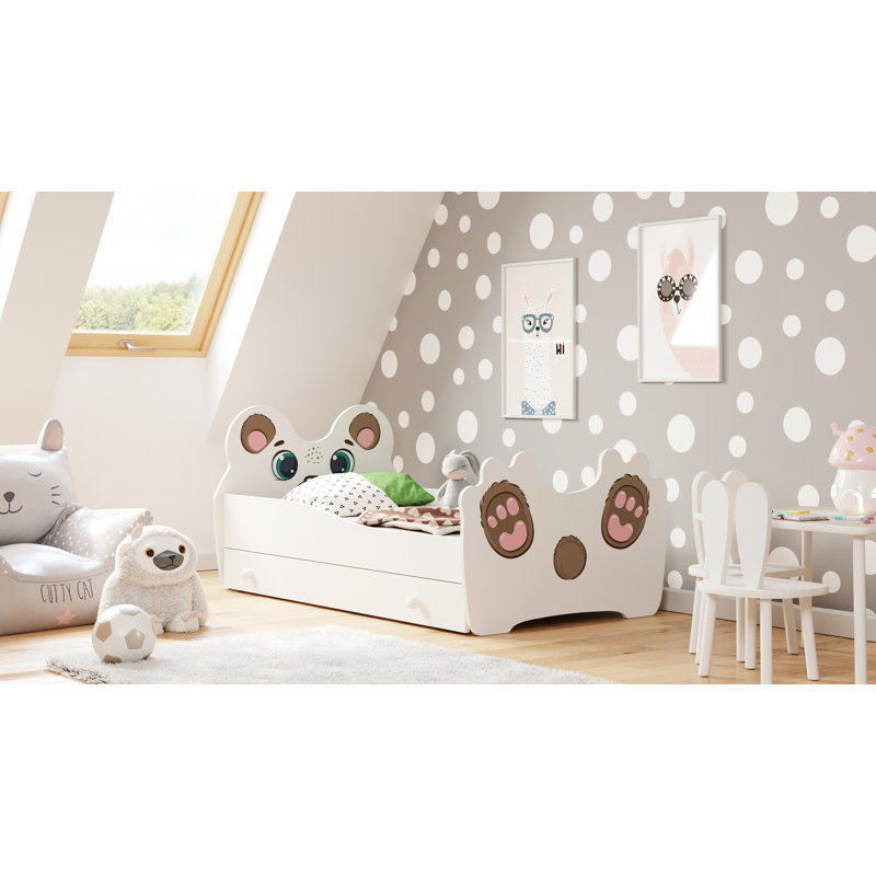 Teddy Bear children's bed with drawer, Cot Bed/Toddler (70 x 140cm)