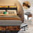Nottaway Full Size Bed Frame with Upholstered Headboard, Power Outlet, LED Light and 2 Folding Panels-405143284