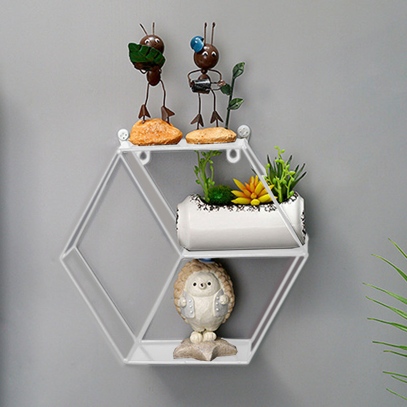 Support de rangement mural en fer, Blanc