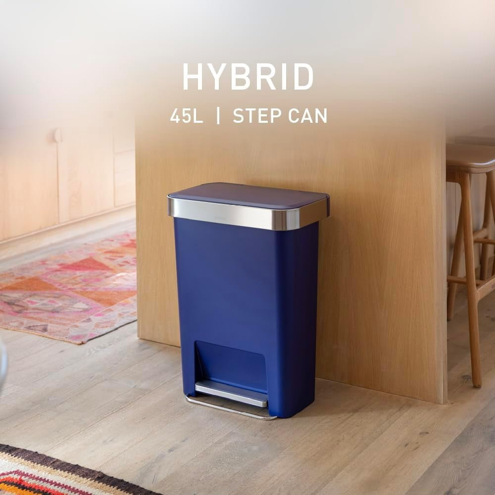 simplehuman 12gal Soft-Close Step-On Can, Indigo