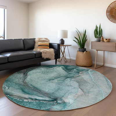 Premium Machine Washable Cerrito AMF524 Teal Rug