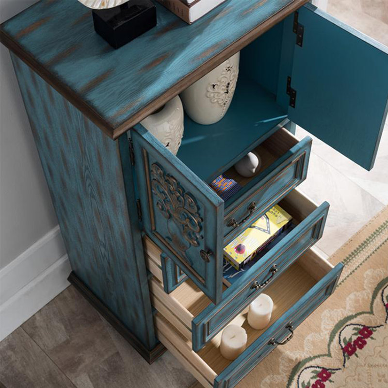 Armoire d'appoint polyvalente de style rustique américain, Brun/bleu