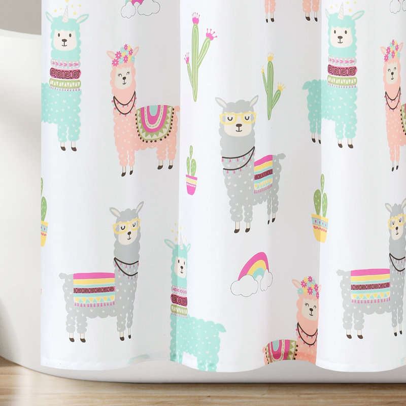 Shower Curtain, White/Blush
