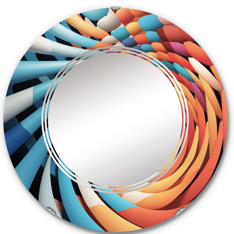 Gerani - Miroir mural rond moderne, 24 po x 24 po