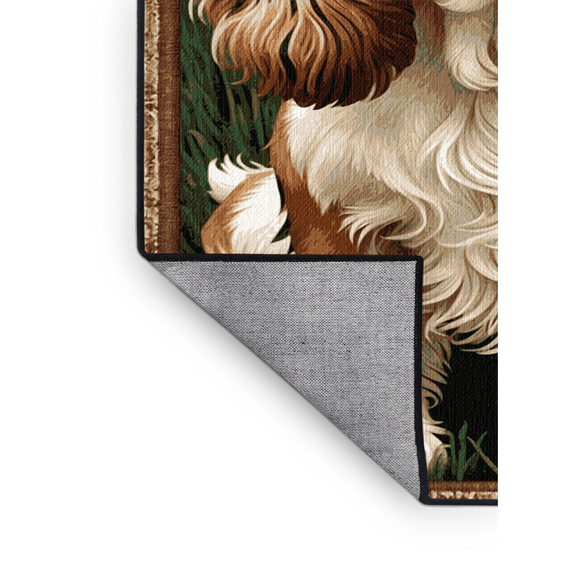 Washable English Cocker Spaniel Dogs Area Rug, Round 6'