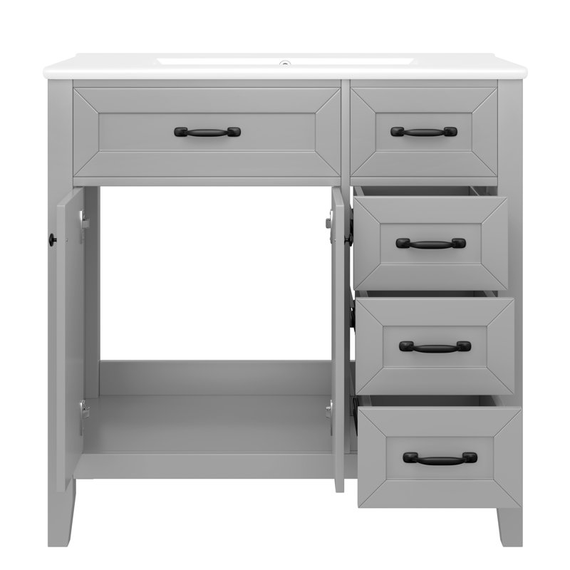 Ensemble de meuble-lavabo moderne 36 po avec évier Umiara, Gris, 36"