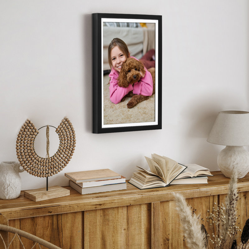 Americanflat Gallery-Style Deep Moulding Picture Frame with Mat to Secure Artwork, Prints, and Photos, 13.07" W x 19.09" H