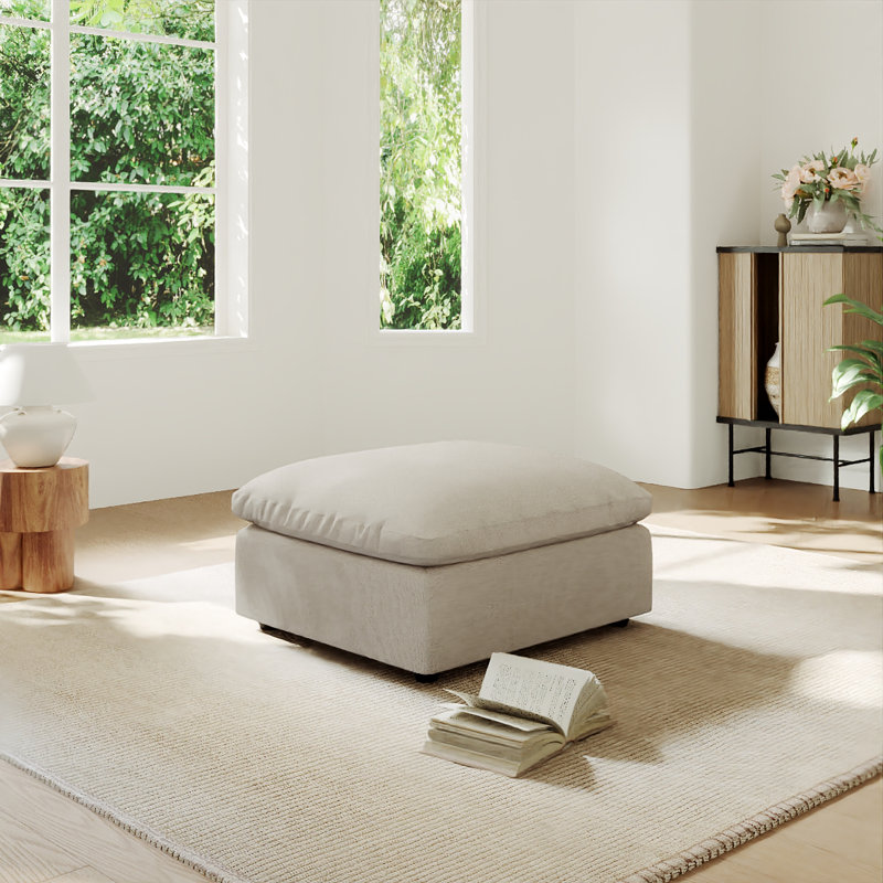 Upholstered Sofa Ottoman, Cloud Couch Modular Sectional Sofa Couch Ottoman for Living Room Bedroom, Khaki