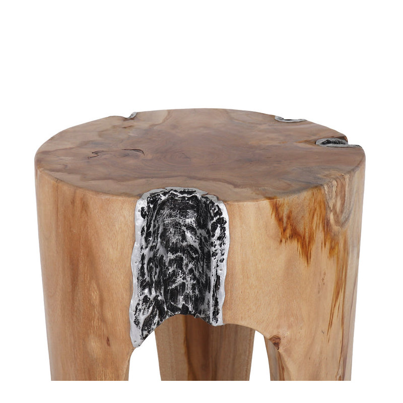 Tabouret d'appoint Adrik, Naturel / Argenté