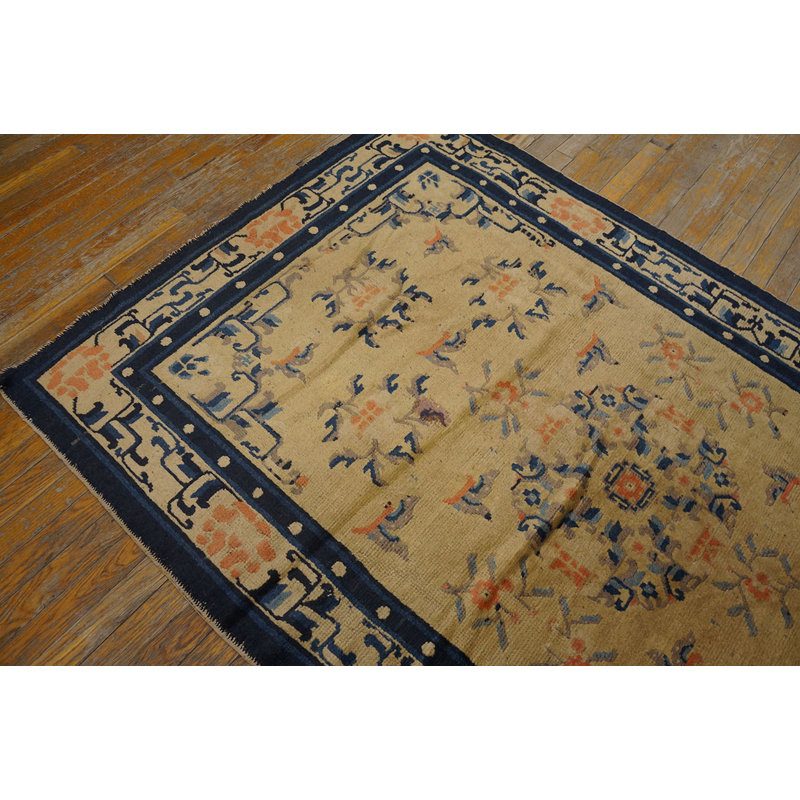 Tapis bleu antique en laine Ningxia