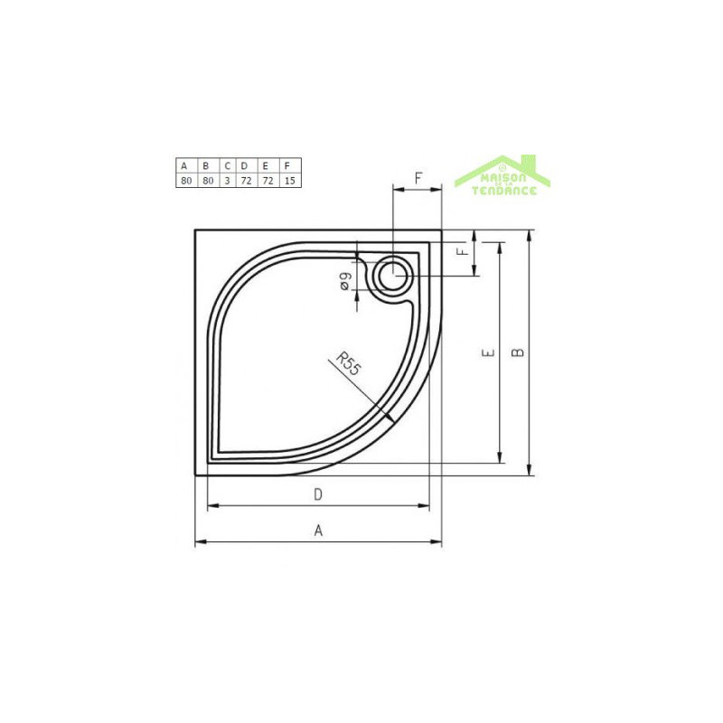 Plastic Shower Tray – White, 3cm H x 80cm W x 80cm D