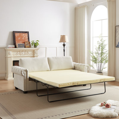 83.8" Convertible Pullout - Living Room Upgrade. Upholstery, Base, High Resilience Foam, 3, Beige Sleeper 21 For A Restful Living. Stable Frame, Comfort Easy Assembly, Small Homes