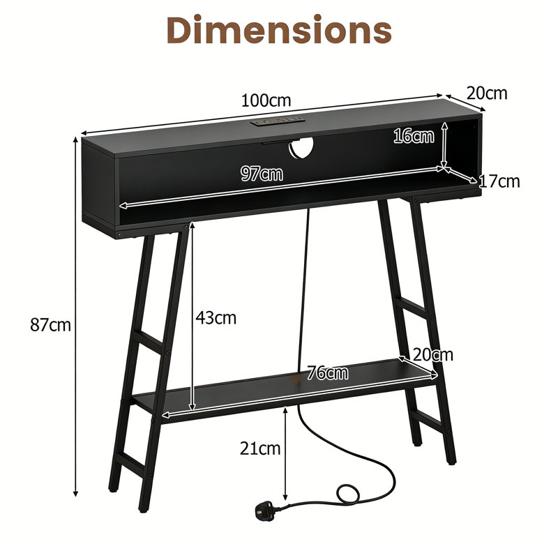 100cm Console Table, Black