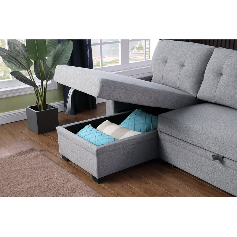 Warrendale Wide Reversible Sleeper Sofa & Chaise, Light Gray Linen