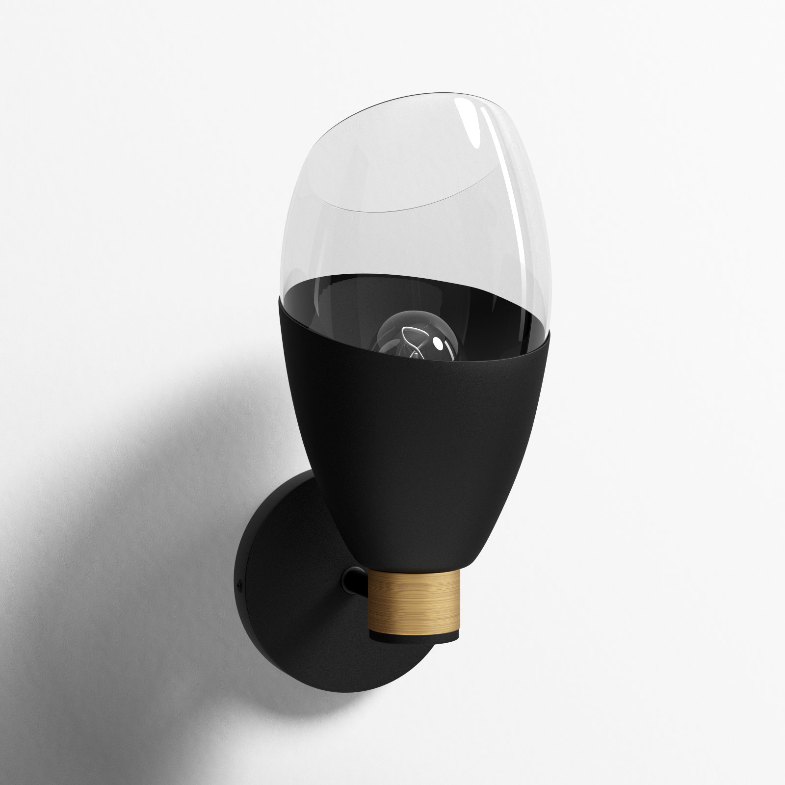 Phineas Transparent Dimmable Bath Sconce, 1, Matte Black