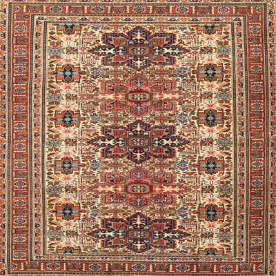 Tapis oriental beige / rouge