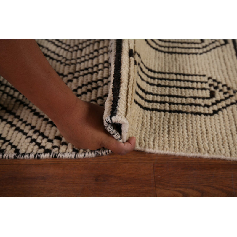 Tapis marocain géométrique en laine fait à la main 8 x 11