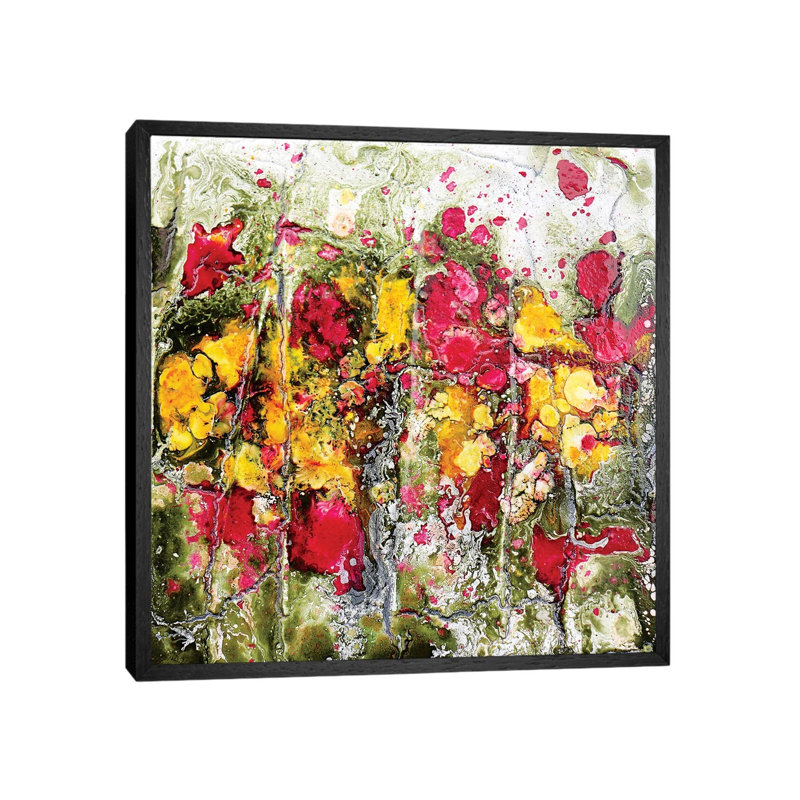 Poppies And Friends by Donatella Marraoni - Painting on Canvas, Black Framed, 66.04cm H x 66.04cm W x 3.81cm D