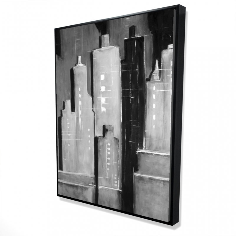 Reproduction abstraite de bâtiments en noir et blanc sur toile