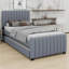 Lit plateforme tapissier avec lit gigogne-477070232