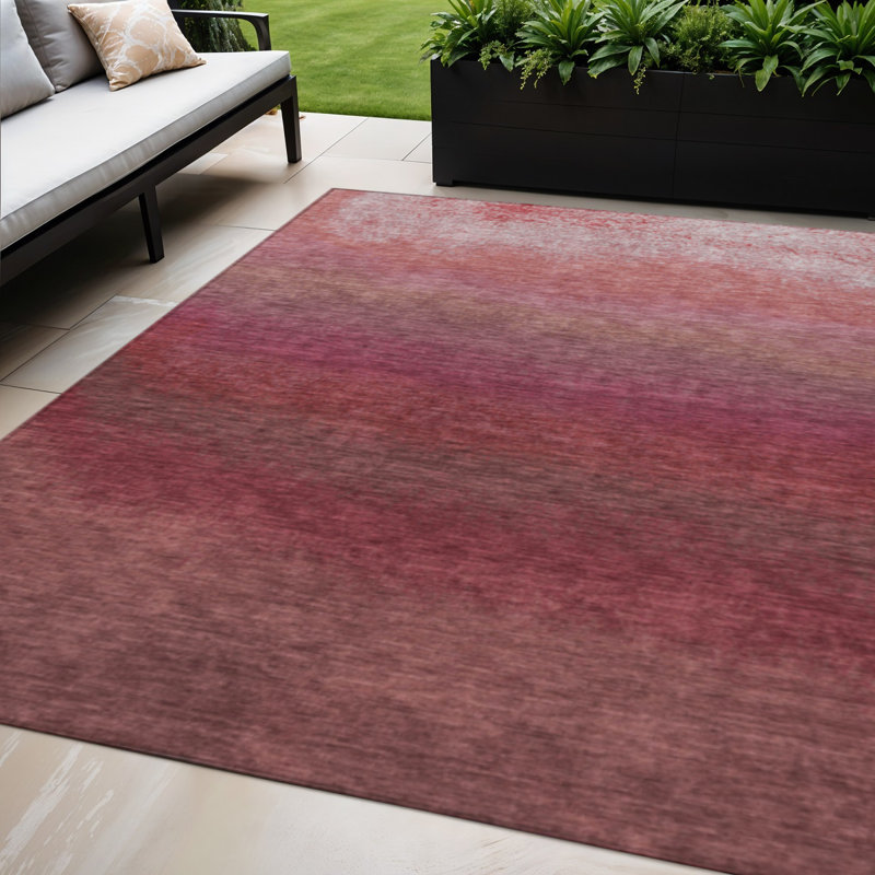 Tapis intérieur lavable rouge et rosé 5 pi x 8 pi