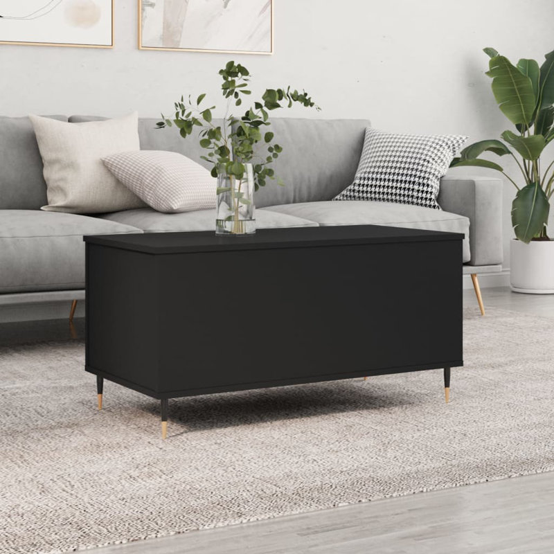Dumond Coffee Table 90x44.5x45 cm Engineered Wood, Black, 45cm H x 90cm L x 44.5cm W