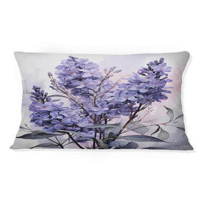 Coussin mauve à motif de fleurs mauves